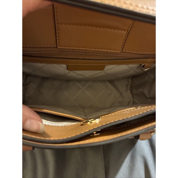 Michael Kors Everly Medium Brown MK LOGO Satchel Bag - Picture 7 of 14